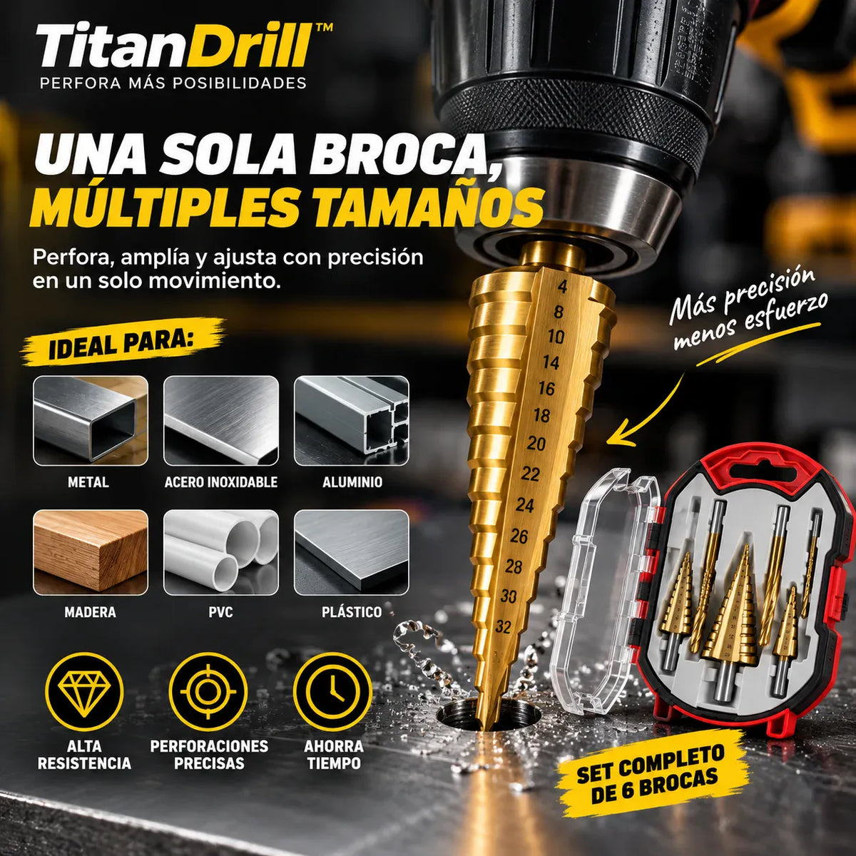 TitanDrill™ - Perfora varios tamaños fácil