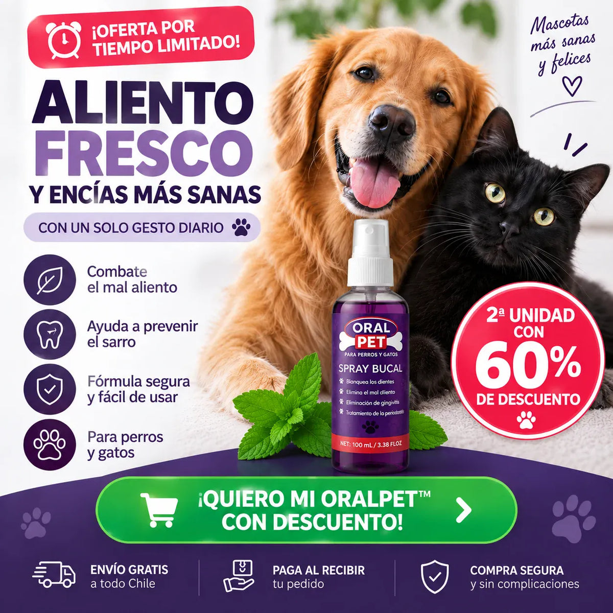 Oral Pet Spray™ - Aliento fresco sin cepillado