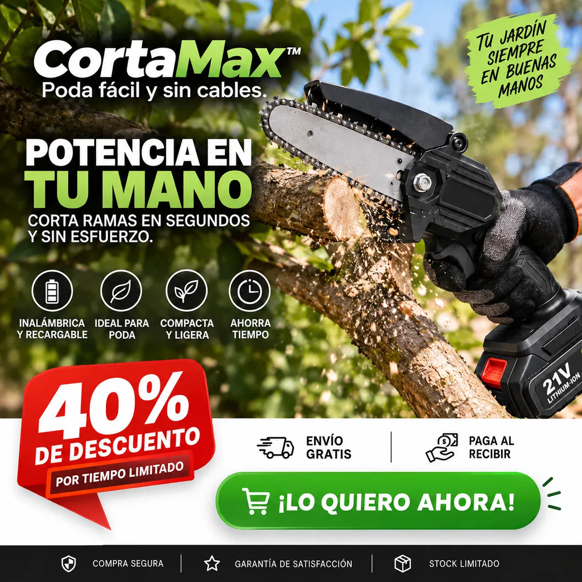 CortaMax™ - Poda fácil y sin cables