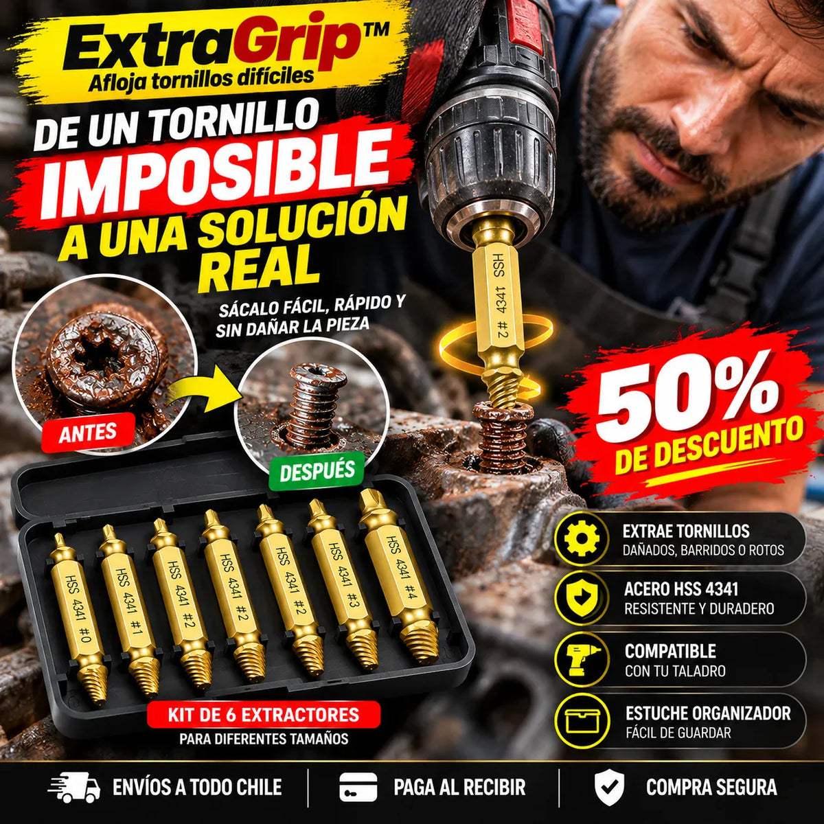 ExtraGrip™ - Afloja tornillos difíciles
