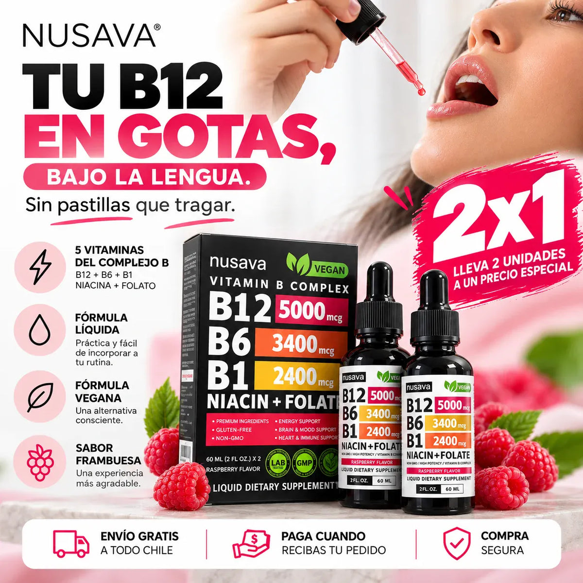 Nusava - Tu B12 en gotas, bajo la lengua. Sin pastillas que tragar.