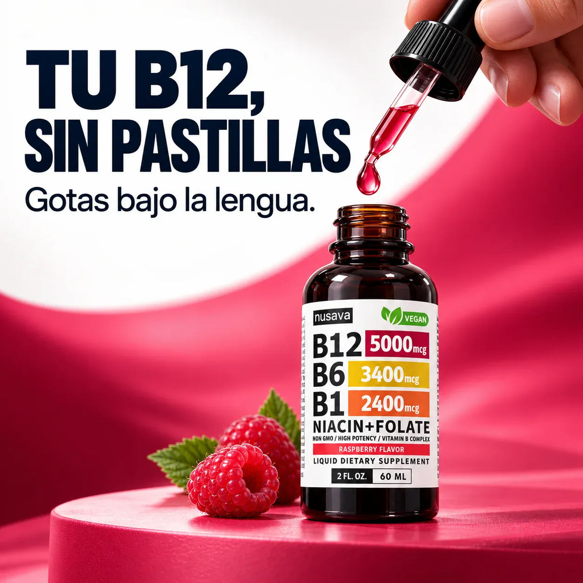 Nusava - Tu B12 en gotas, bajo la lengua. Sin pastillas que tragar.