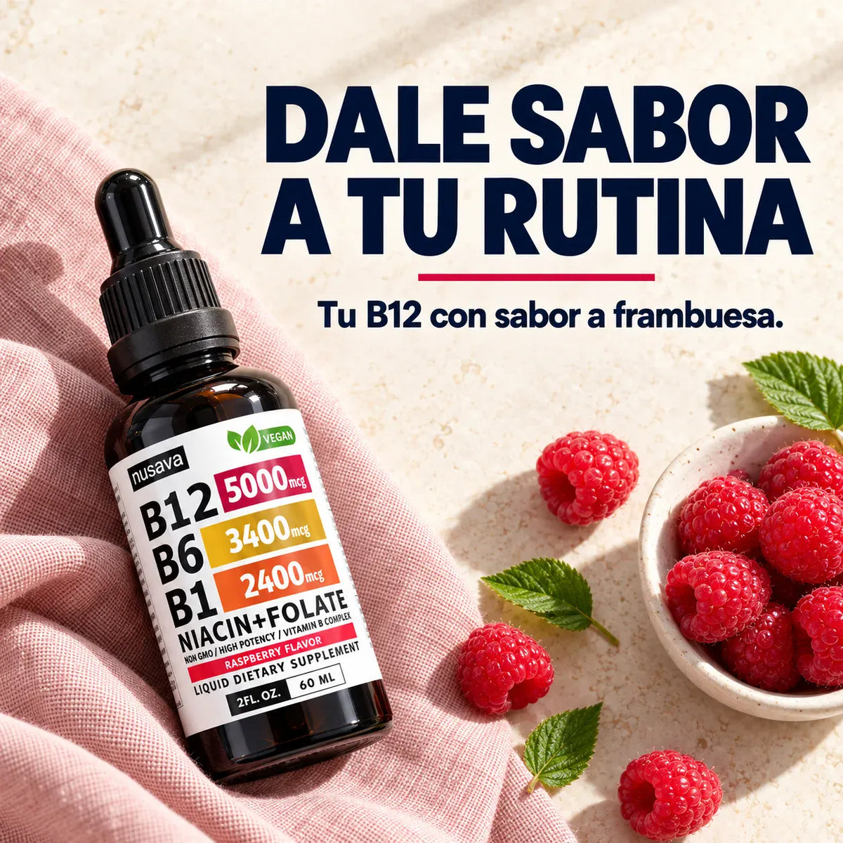 Nusava - Tu B12 en gotas, bajo la lengua. Sin pastillas que tragar.