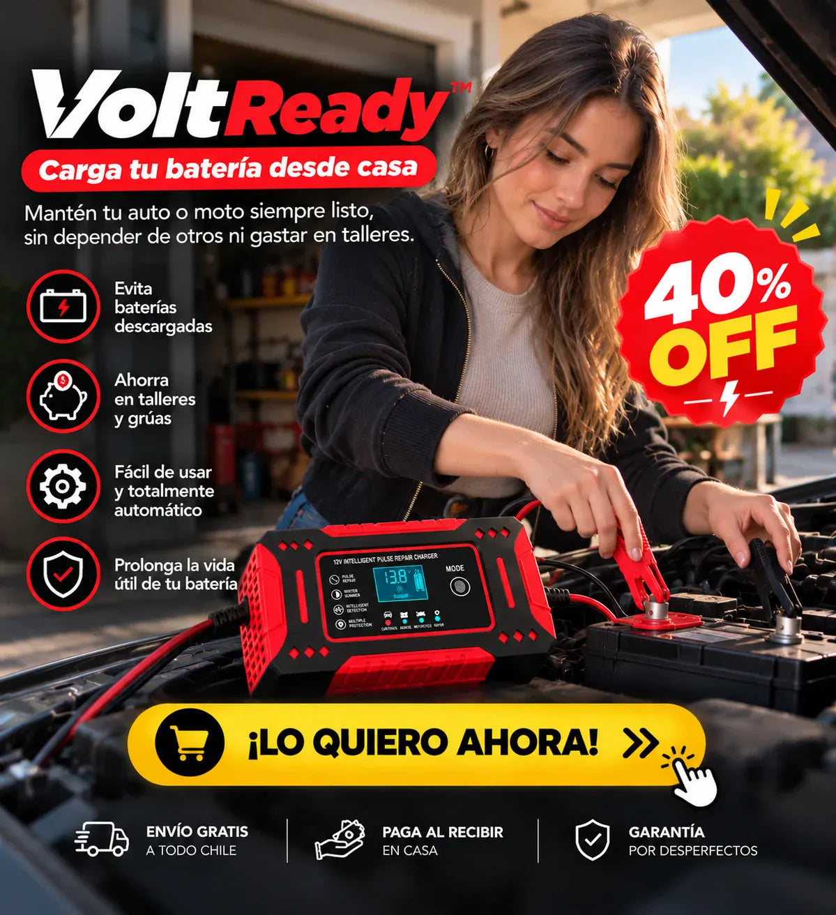 VoltReady™ - Carga tu batería desde casa