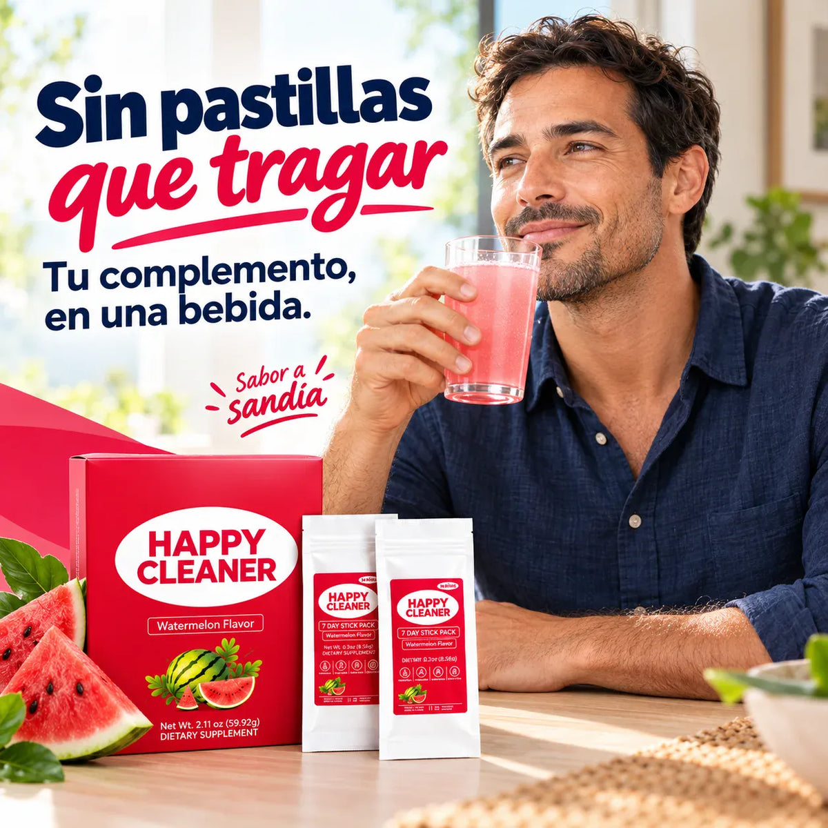 Happy Cleaner - Incorpora fibra a tu rutina con sabor a sandía.