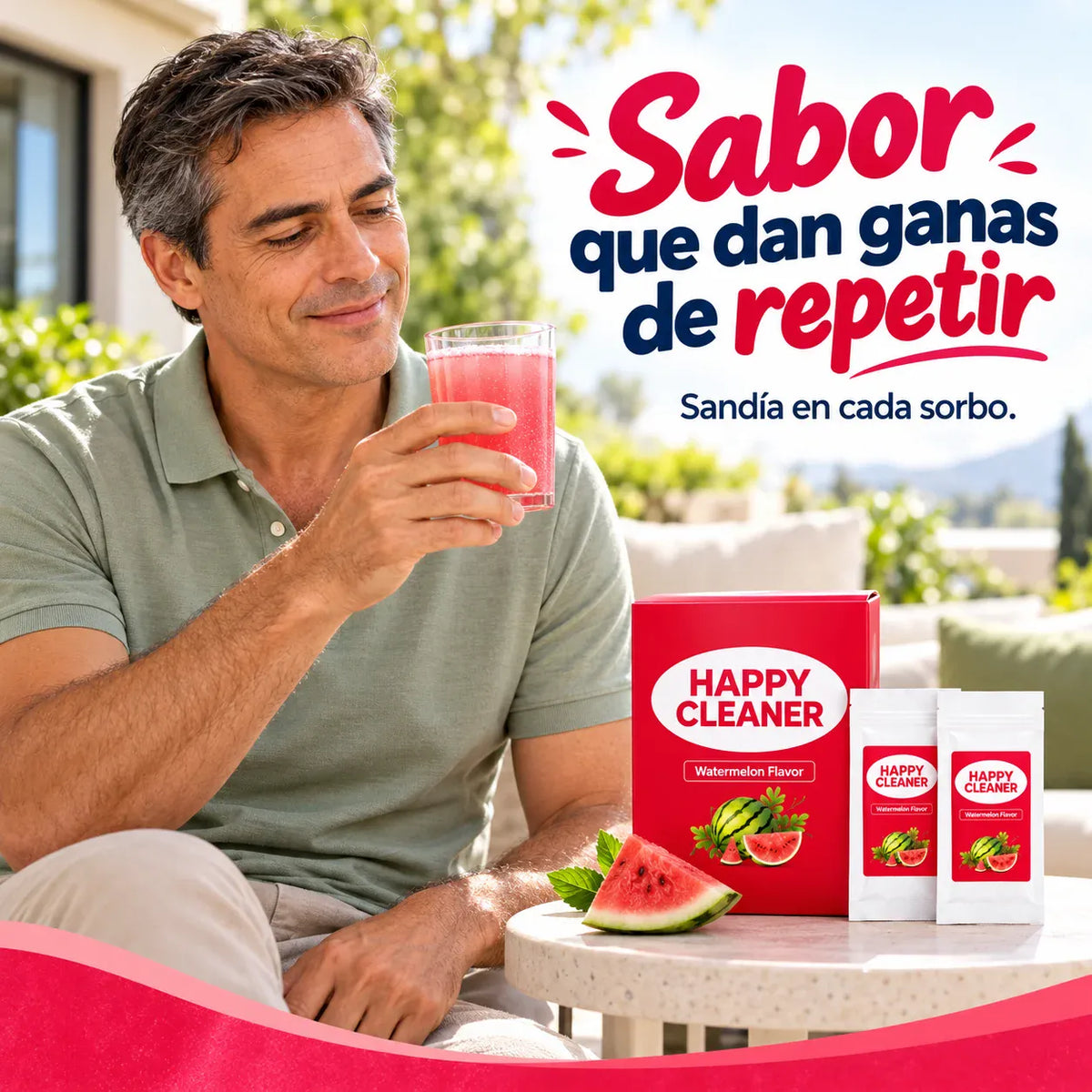 Happy Cleaner - Incorpora fibra a tu rutina con sabor a sandía.